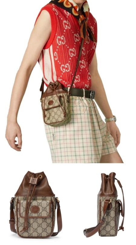 شنطة جوتشي / Gucci GG Supreme Mini Bucket ماستر كواليتي شامل علبة