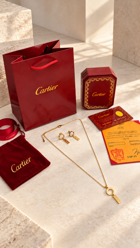 طقم اكسسوار كارتيير / CARTIER سنسال مع حلق شامل العلبة والملحقات الاصلية 002