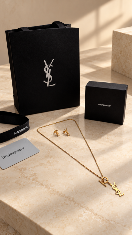 طقم اكسسوار ysl - سنسال مع حلق شامل الملحقات الاصلية 047