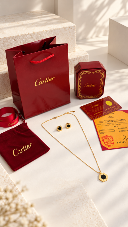 طقم اكسسوار كارتيير / CARTIER سنسال مع حلق شامل العلبة والملحقات الاصلية  013