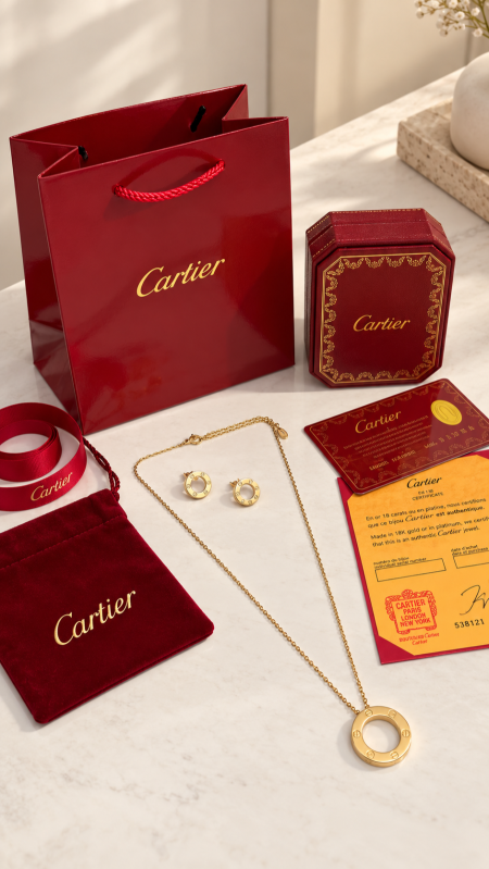 طقم ماركه حلق مع سنسال (cratier ) شامل الملحقات الاصليه 016